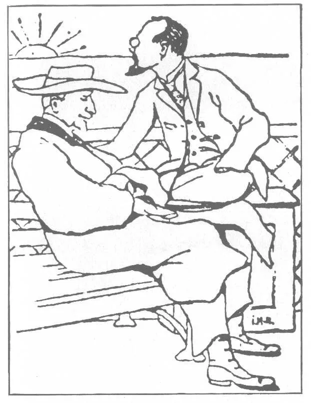 1922 : Iline et Troubetskoï à bord du « bateau des philosophes » — dessin d’I. Matoussevitch sur la route de l’Allemagne.
